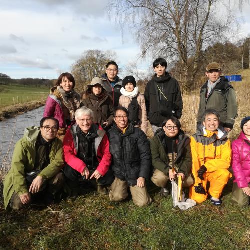 University of Kumamoto researchers with Prof Spray at Eddkeston Water